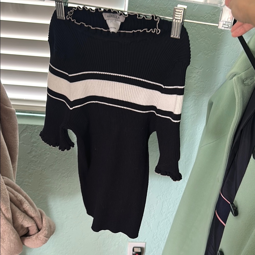 Marella black and white strip short sleeve top
